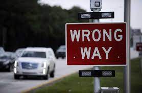 wrong way sign