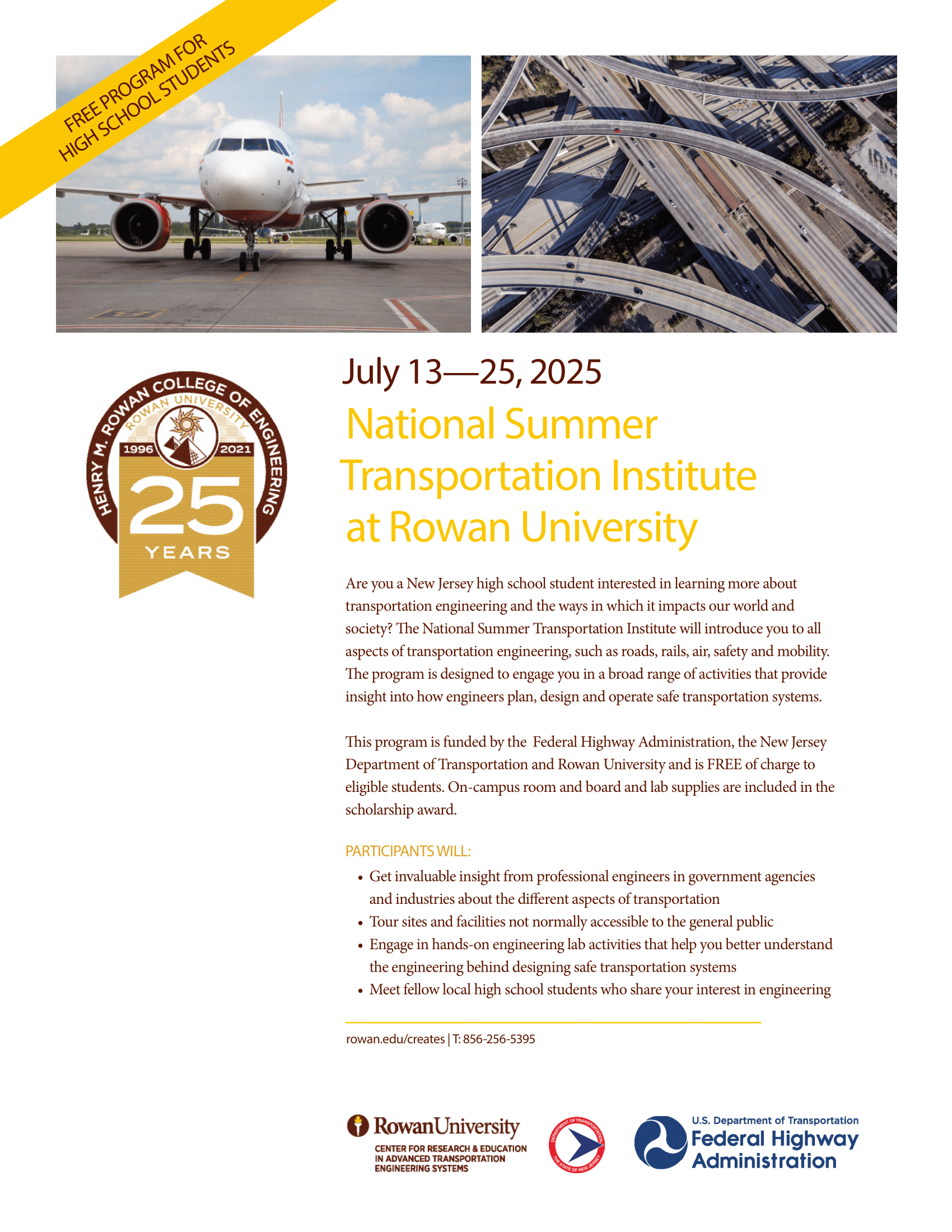 National Summer Transportation Institute at Rowan University, July 13-25, 2025